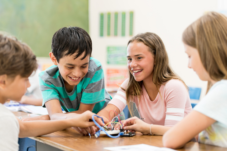 Students working on an group project